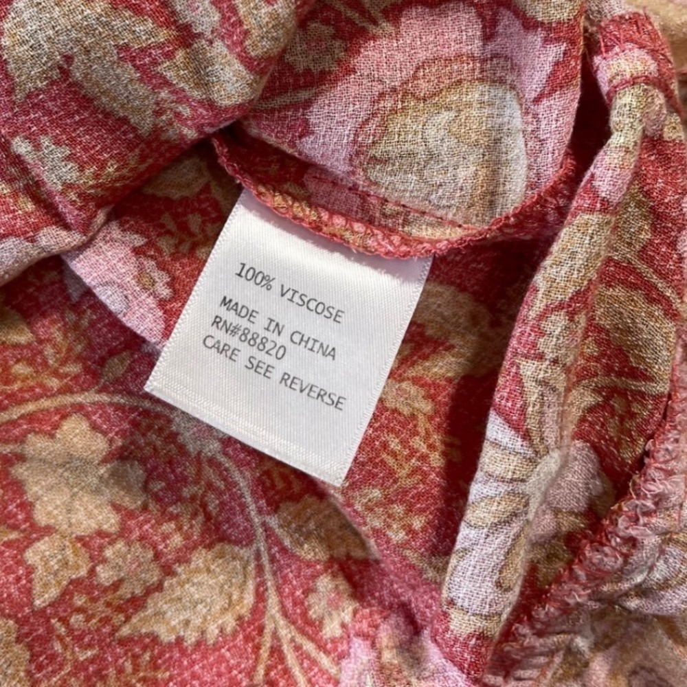 Rachel Zoe Solaria Floral Tunic Blouse Viscose Boho Peasant Top Coral Pink M - Picture 6 of 8